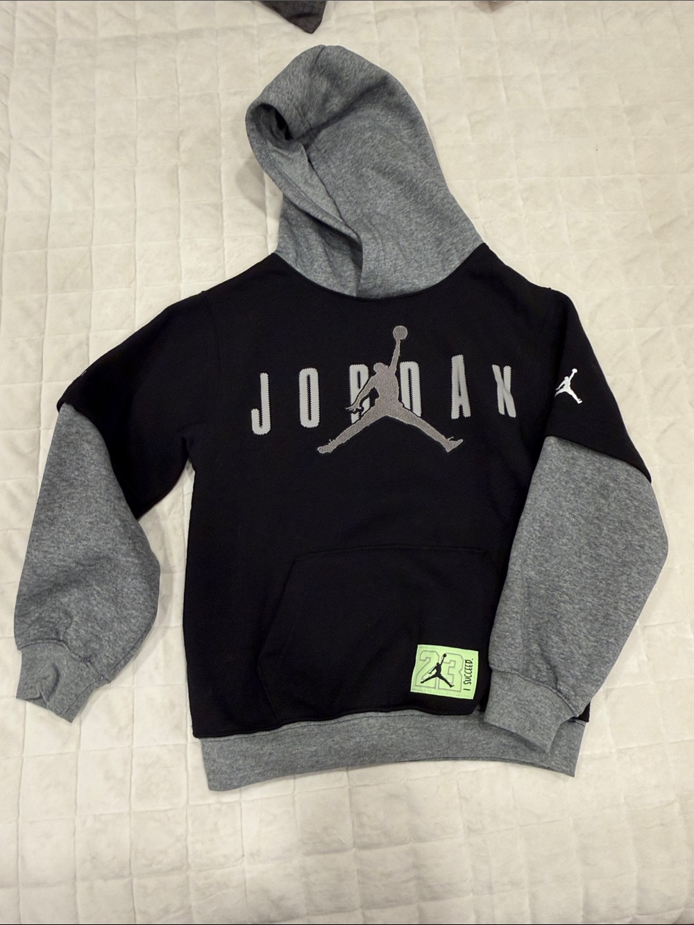 Jordan Black & Gray Kids Pullover Hoodie with Jumpman Logo